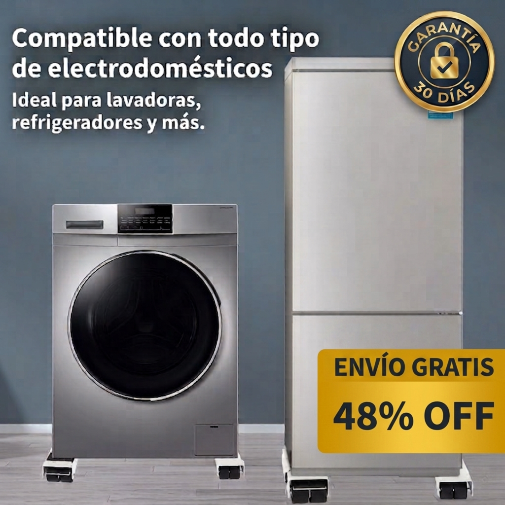 Soporte con Ruedas para Lavadora — Protege tu Piso y Muévela sin Esfuerzo